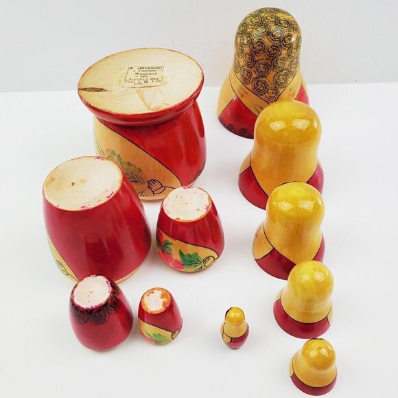 Russian Nesting Dolls Matryoshka Set 6 VTG 1965 Mampewka 6.5" Wood Hand Painted - Picture 12 of 14